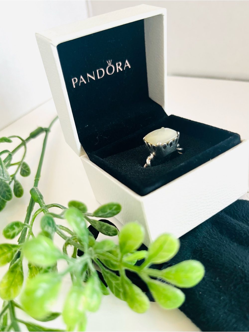 PANDORA Ring MOTHER OF PEARL Twist 925 Sterling Silver Sincerity ALE 54 Size 6